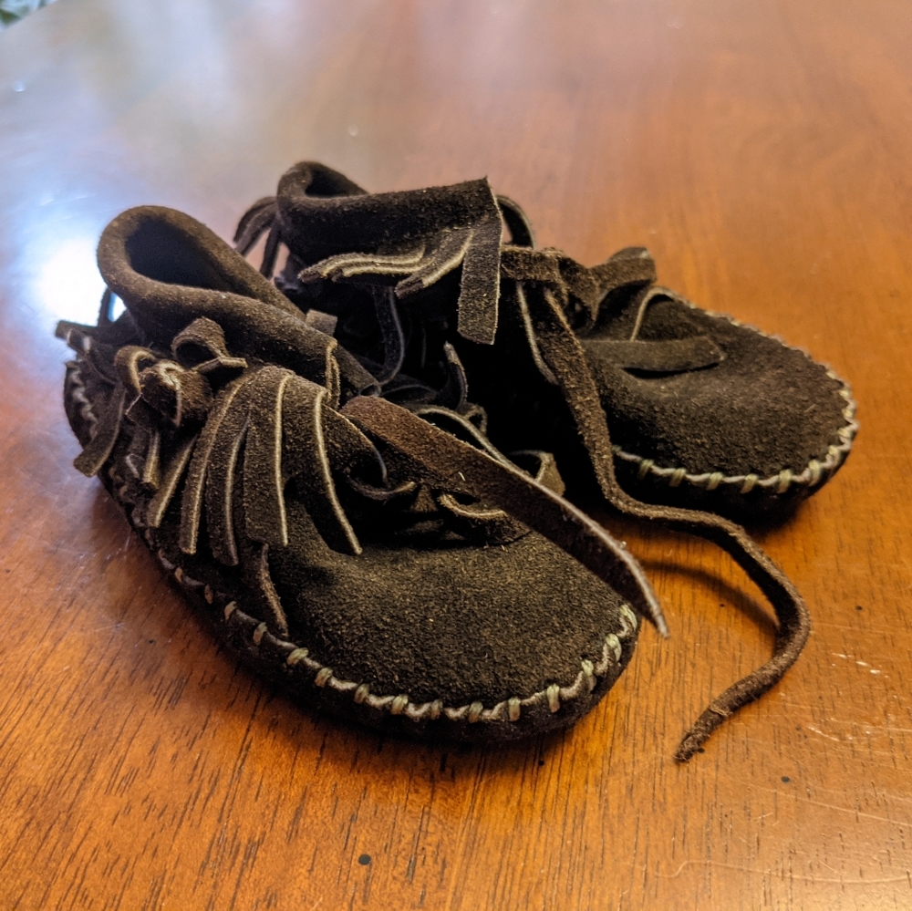 Chocolate brown leather moccasins